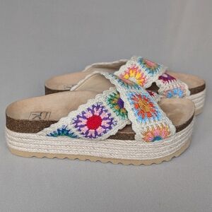 Dirty Laundry Women's Plays Crochet Platform Sandals Natural Size 8